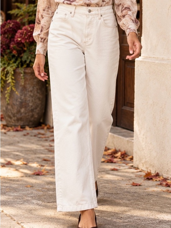pistola Denim - pistola Cream Lana High-Rise Wide-Leg Jeans